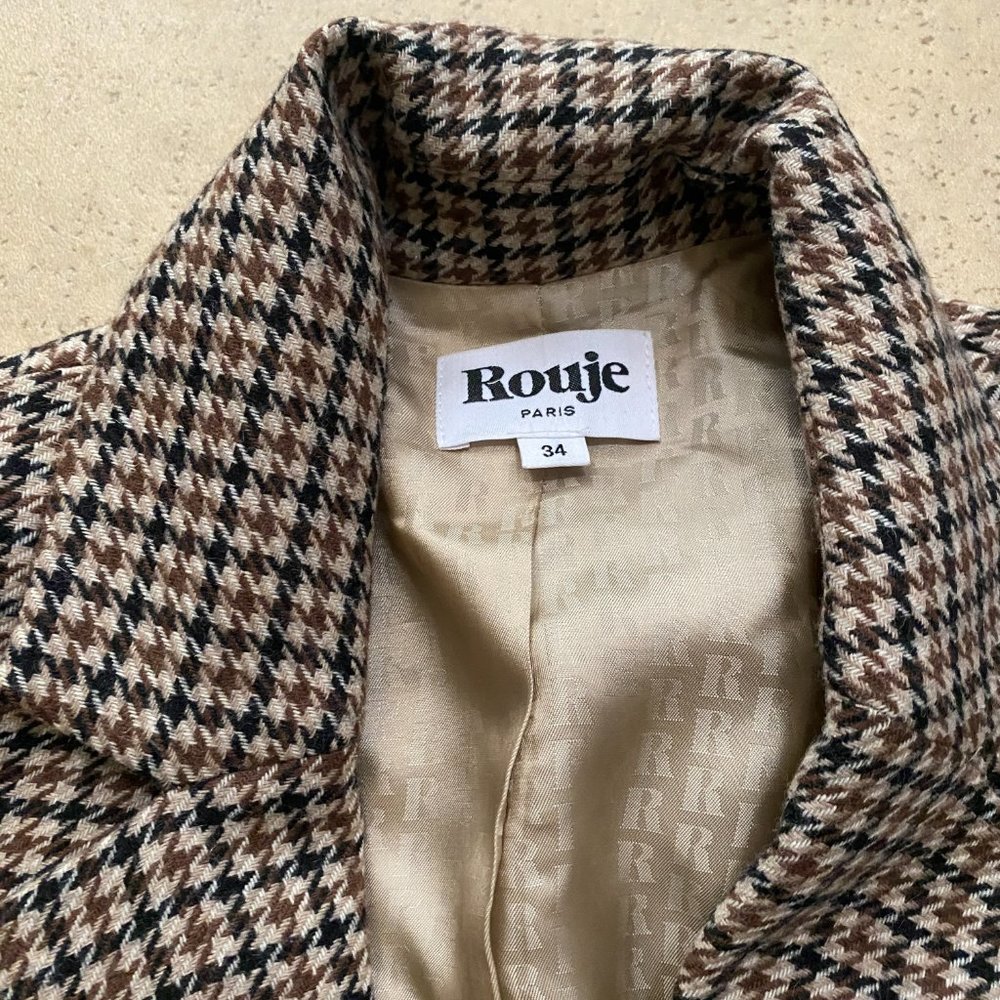 ROUJE PARIS Jacques Oversized Boyfriend Wool Blend Houndstooth Blazer - Picture 4 of 8